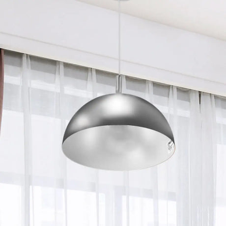Metal Dome Ceiling Pendant Light With Simple Style Design - 1 Orange/Blue/Chrome Fixture For Dining