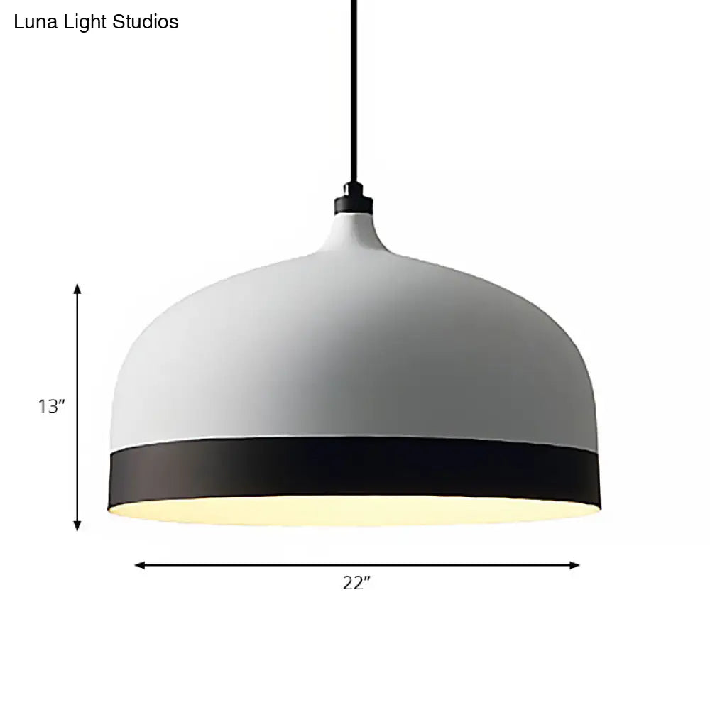 Metal Domed Hanging Light Fixture - Modern Simple Suspension Lamp Black & White
