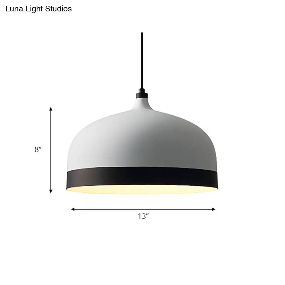Metal Domed Hanging Light Fixture - Modern Simple Suspension Lamp Black & White