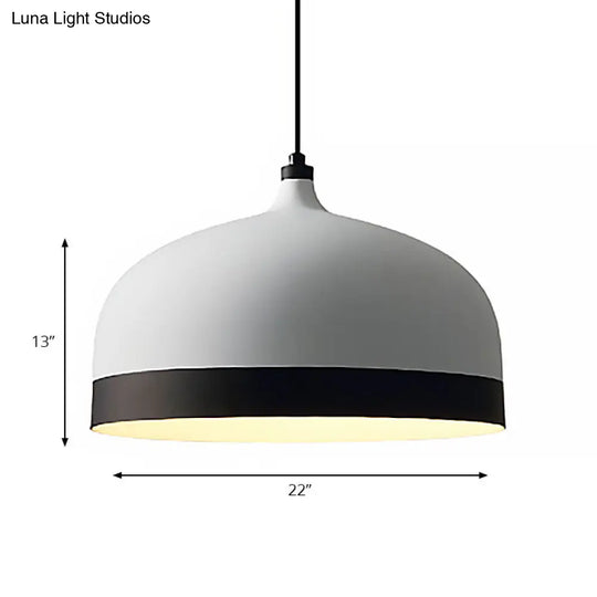 Black And White Metal Hanging Light Fixture: Modern Simple Suspension Lamp