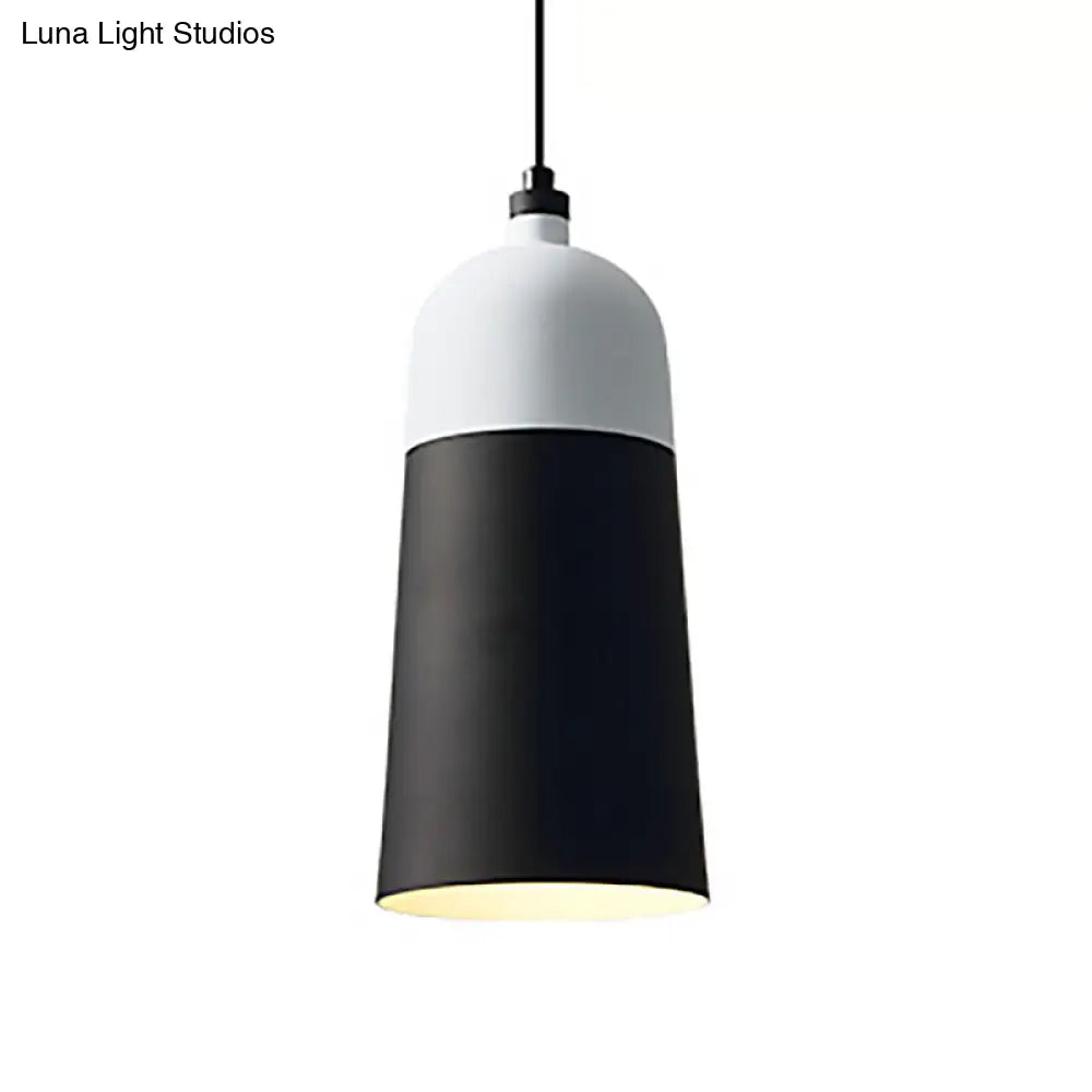 Black And White Metal Hanging Light Fixture: Modern Simple Suspension Lamp