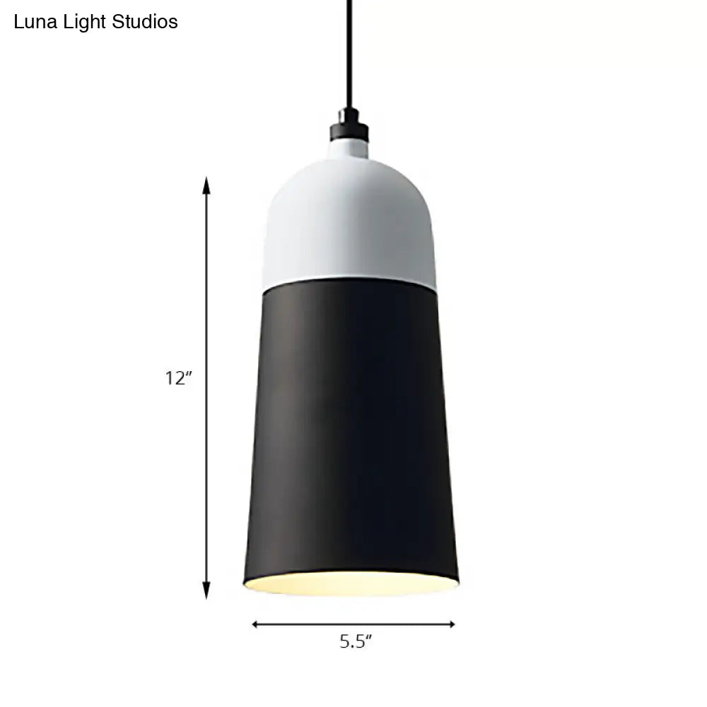 Metal Domed Hanging Light Fixture - Modern Simple Suspension Lamp Black & White