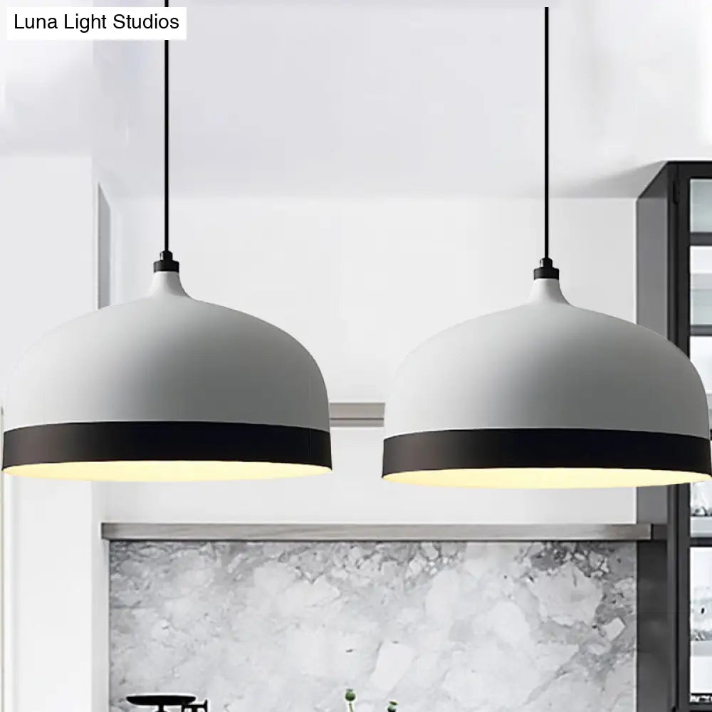 Black And White Metal Hanging Light Fixture: Modern Simple Suspension Lamp / 13