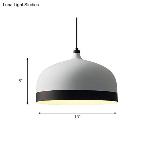 Black And White Metal Hanging Light Fixture: Modern Simple Suspension Lamp