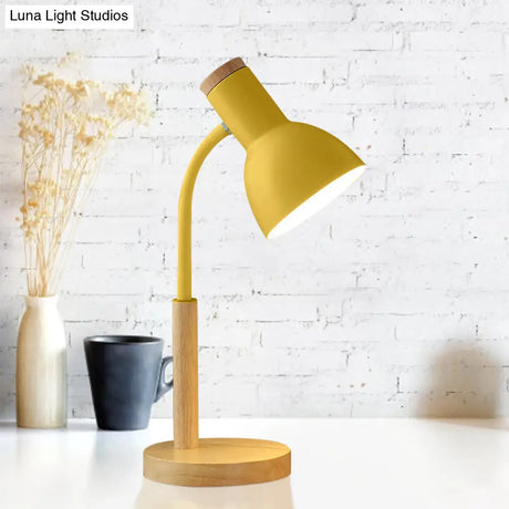 Metal Domed Night Table Lamp - 1 Bulb Black/White/Yellow Colors Flexible & Simple Nightstand Light