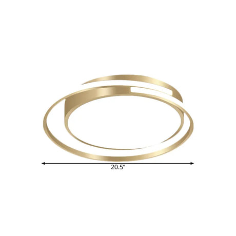 Metal Drum Flush Mount Lamp - Contemporary Led Gold Ceiling Light For Bedroom Multiple Sizes