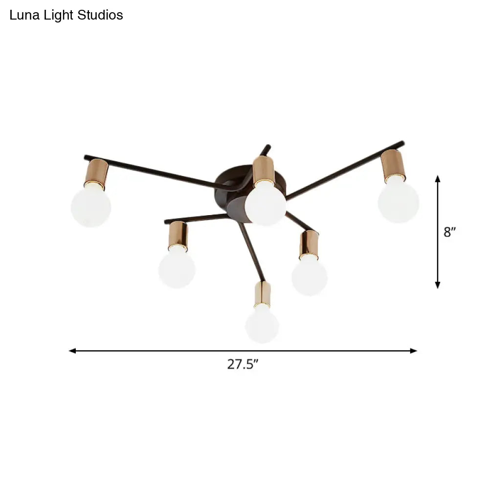 Metal Flush Mount Ceiling Lamp For Adult Bedroom & Living Room - Long Arm Design Romantic Lighting