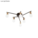 Metal Flush Mount Ceiling Lamp For Adult Bedroom & Living Room - Long Arm Design Romantic Lighting