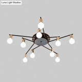 Metal Flush Mount Ceiling Lamp For Adult Bedroom & Living Room - Long Arm Design Romantic Lighting