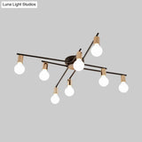Metal Flush Mount Ceiling Lamp For Adult Bedroom & Living Room - Long Arm Design Romantic Lighting