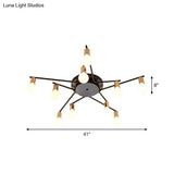 Metal Flush Mount Ceiling Lamp For Adult Bedroom & Living Room - Long Arm Design Romantic Lighting