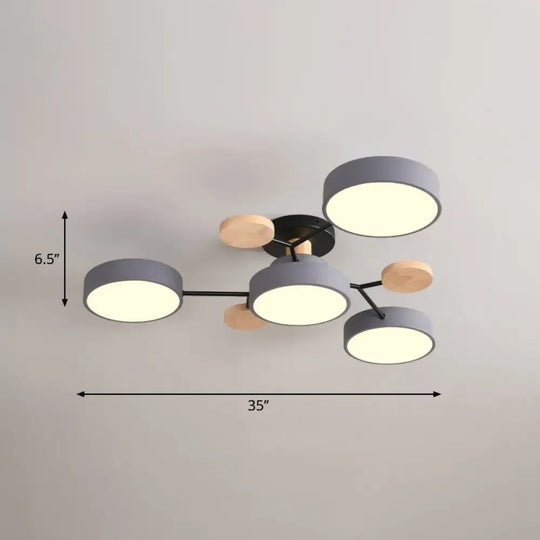 Metal Flush Nordic Led Ceiling Light With Tree Branch Design - Ideal For Bedroom 4 / Grey Third Gear
