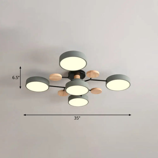 Metal Flush Nordic Led Ceiling Light With Tree Branch Design - Ideal For Bedroom 5 / Green Third