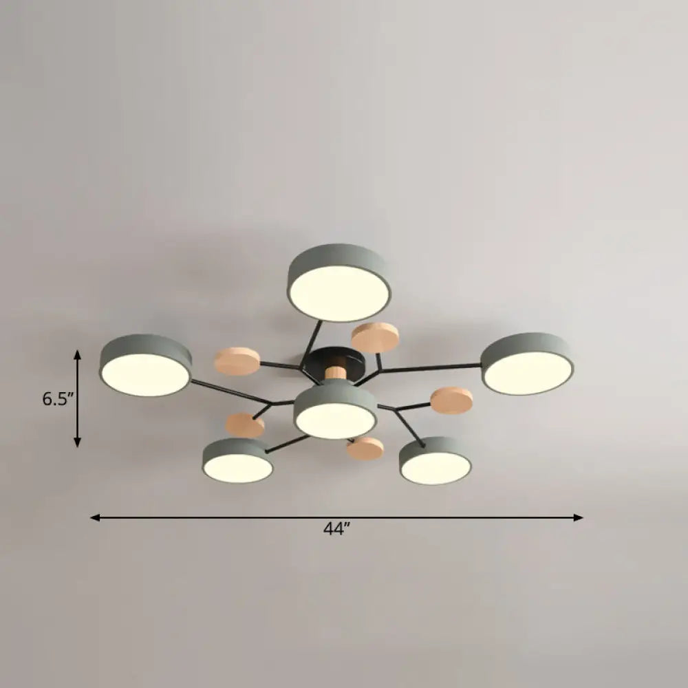 Metal Flush Nordic Led Ceiling Light With Tree Branch Design - Ideal For Bedroom 6 / Green Third