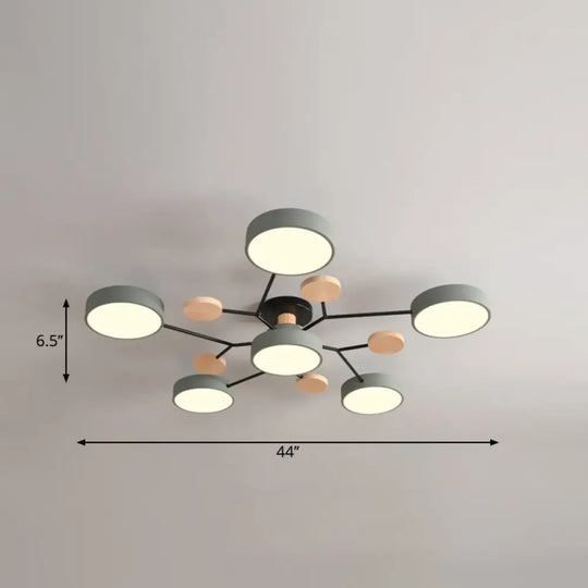 Metal Flush Nordic Led Ceiling Light With Tree Branch Design - Ideal For Bedroom 6 / Green Third