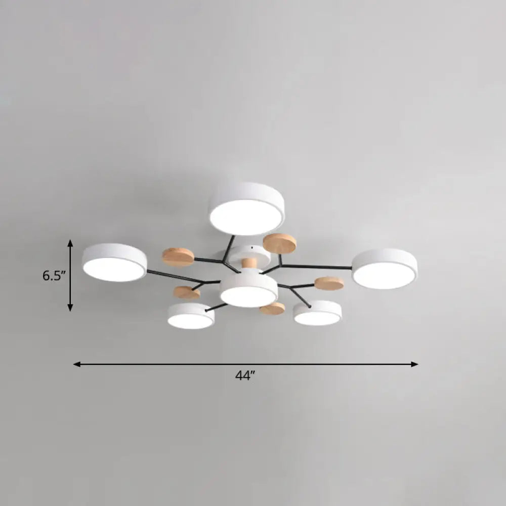 Metal Flush Nordic Led Ceiling Light With Tree Branch Design - Ideal For Bedroom 6 / White