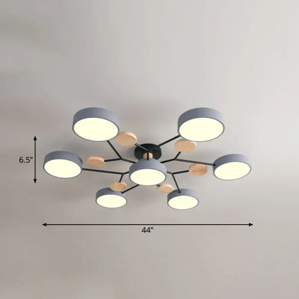 Metal Flush Nordic Led Ceiling Light With Tree Branch Design - Ideal For Bedroom 7 / Grey Third Gear