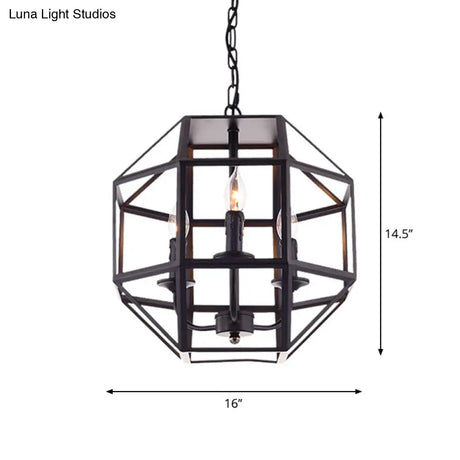 Metal Geometric Hanging Chandelier - Traditional 3-Light Pendant Light With Shade/Without Shade