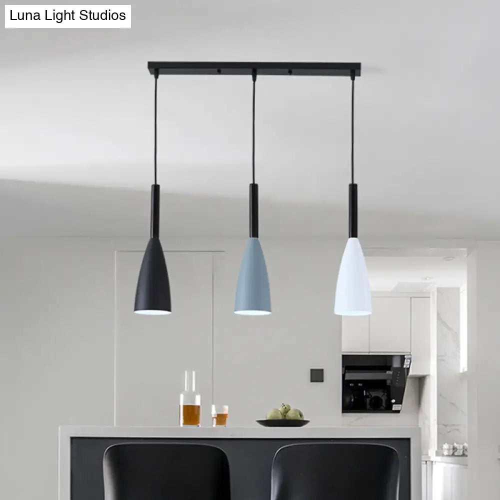 Metal Macaroon Style Goblet Shade Hanging Light - 3 Lights Suspension Lamp For Dining Room Foyer
