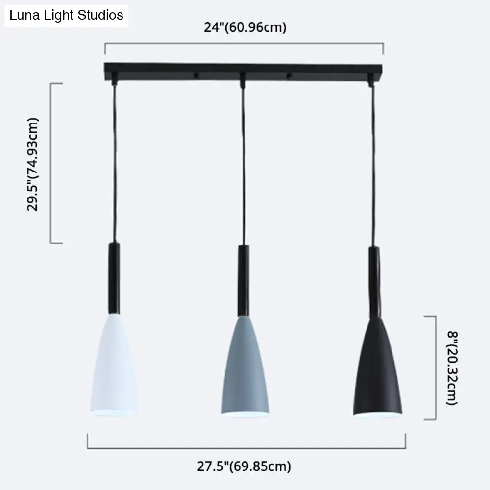 Metal Goblet Shade Hanging Light - Macaroon Style 3 Lights Perfect For Dining Room And Foyer