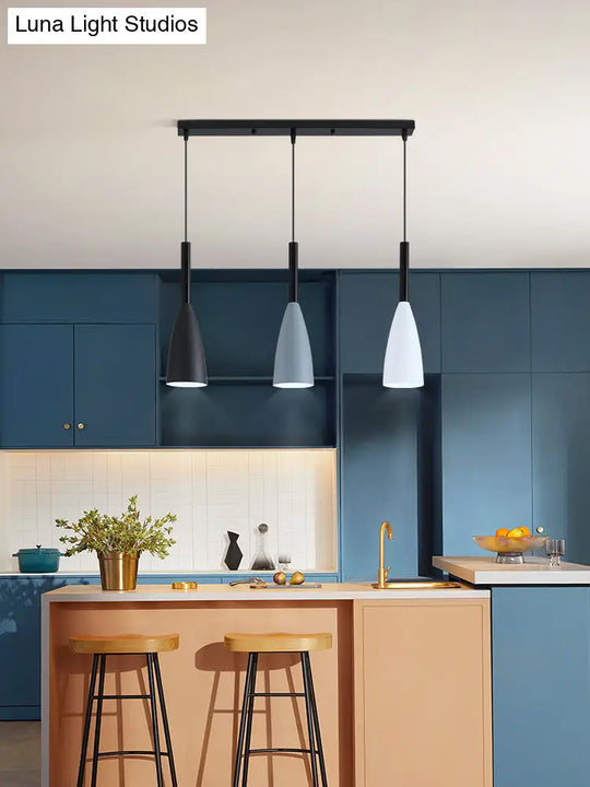 Metal Goblet Shade Hanging Light - Macaroon Style 3 Lights Perfect For Dining Room And Foyer