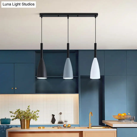 Metal Goblet Shade Hanging Light - Macaroon Style 3 Lights Perfect For Dining Room And Foyer
