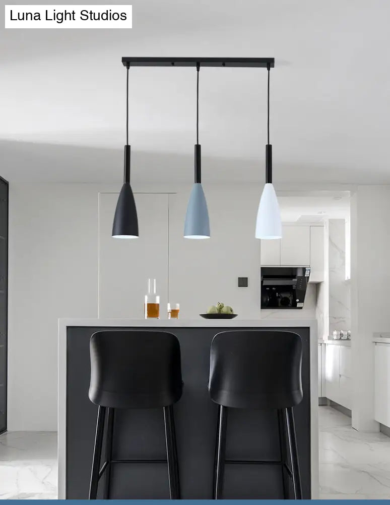 Metal Goblet Shade Hanging Light - Macaroon Style 3 Lights Perfect For Dining Room And Foyer