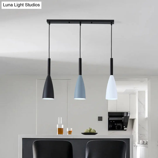 Metal Goblet Shade Hanging Light - Macaroon Style 3 Lights Perfect For Dining Room And Foyer