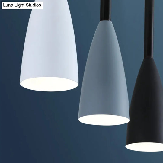 Metal Macaroon Style Goblet Shade Hanging Light - 3 Lights Suspension Lamp For Dining Room Foyer