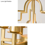 Metal Gold Pendant Chandelier With 6 Light Candle Shade - Classic Fixture For Bedroom