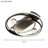 Metal Halo Ring Led Flush Mount Fixture In Black/Gold For Bedroom - 16’/19.5’ Dia White/Warm Light