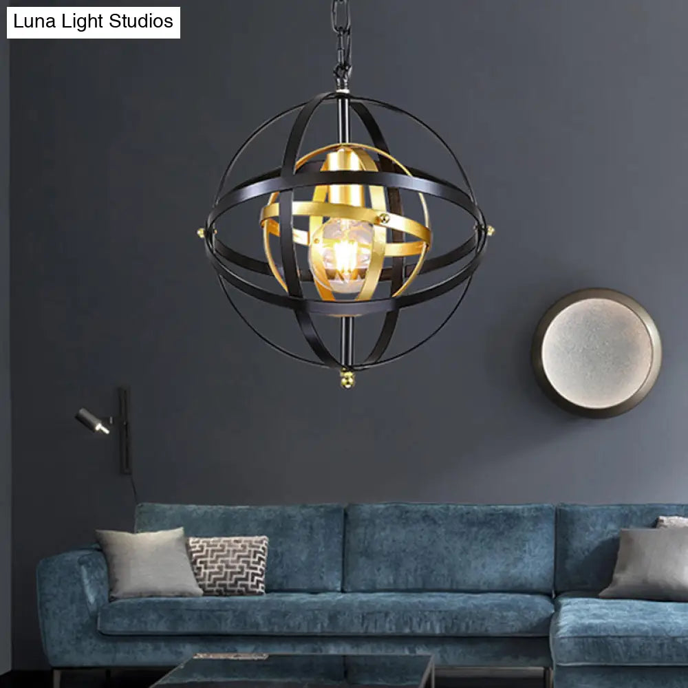 Metal Hanging Lamp - Traditional Black Pendant Lighting 1 Light For Dining Room