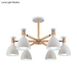 Metal Macaron Chandelier For Kids Bedroom - 6-Light Bowl Shade Ceiling Light