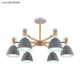 Metal Macaron Chandelier For Kids Bedroom - 6-Light Bowl Shade Ceiling Light