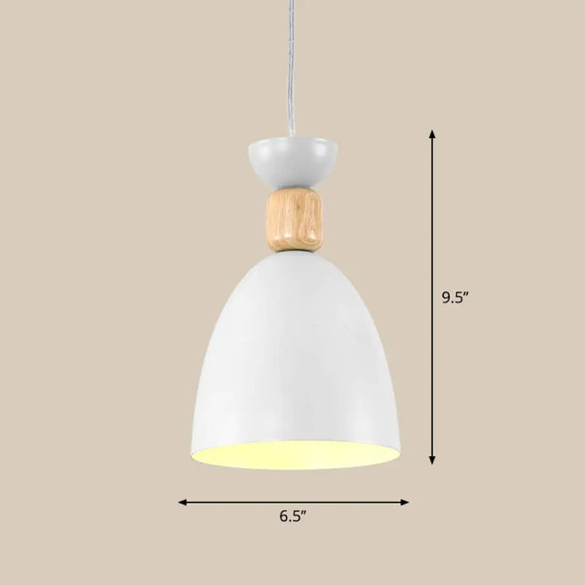 Metal Nordic-Style Down Lighting Pendant For Bell Dining Room With Single Bulb White