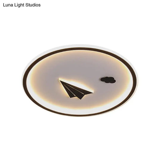 Metal Paper Plane And Cloud Flushmount Led Black Ceiling Light In Warm/White