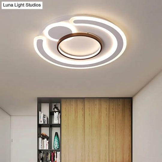 Metal Round Flush Mount Nordic White Ceiling Lamp - 16.5/20.5/24.5 Wide In Warm/White / 24.5 Warm