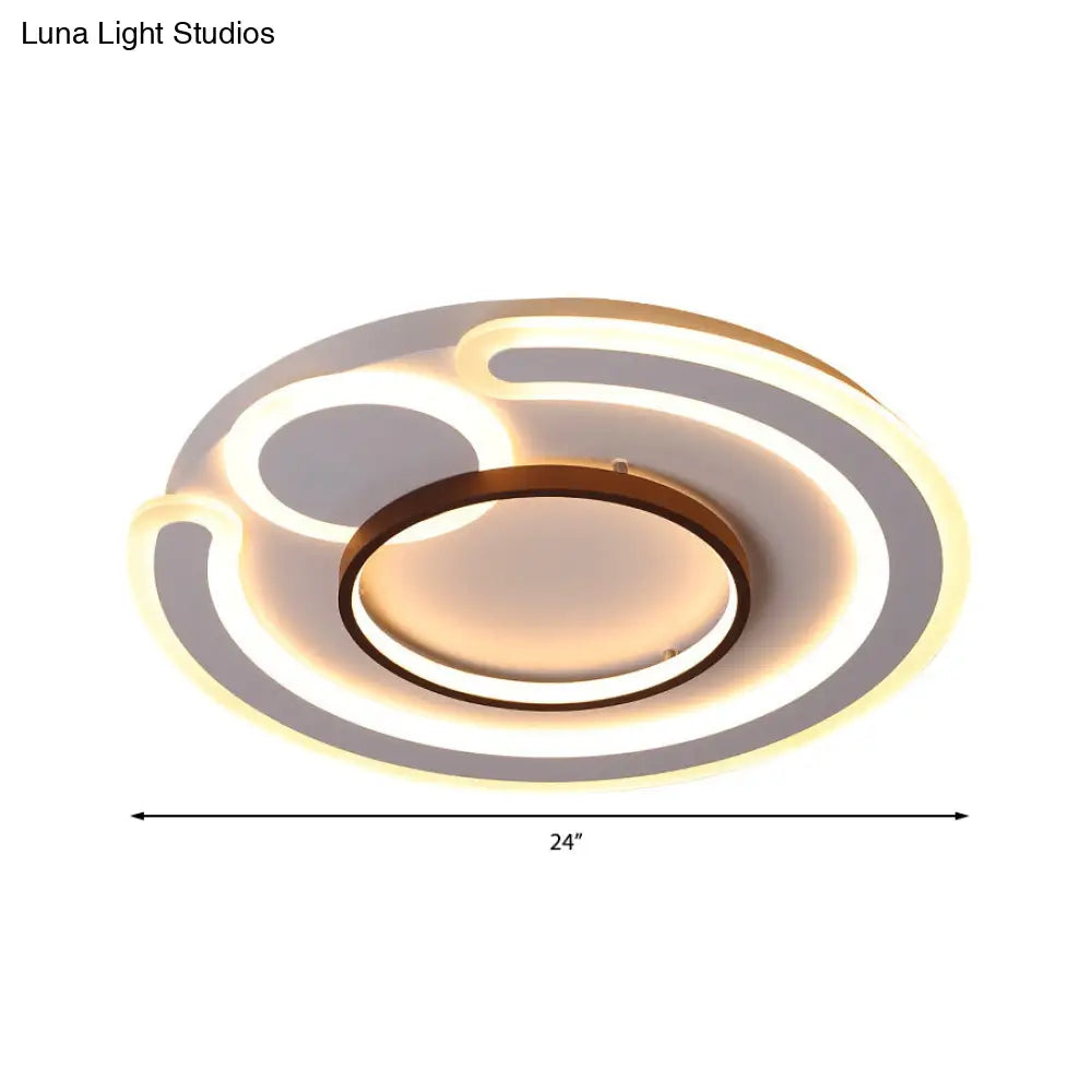 Metal Round Flush Mount Nordic White Ceiling Lamp - 16.5/20.5/24.5 Wide In Warm/White