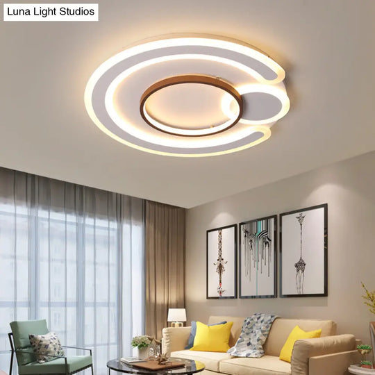 Metal Round Flush Mount Nordic White Ceiling Lamp - 16.5/20.5/24.5 Wide In Warm/White / 20.5