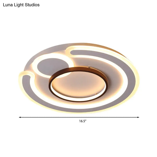 Metal Round Flush Mount Nordic White Ceiling Lamp - 16.5/20.5/24.5 Wide In Warm/White