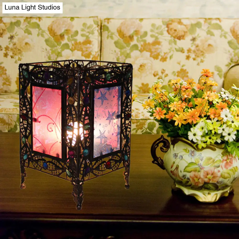 Metal Rust Table Lamp - Art Deco Nightstand Lighting For Living Room
