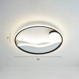 Metal Sunset & Sea Led Ceiling Light With Halo Ring For Bedroom Flush Mounting Black - White /