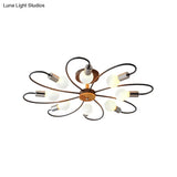Metal Swirl Industrial Semi Flush Mount Lighting In Grey/Green - 3/6 Lights For Living Room Ceiling