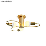 Metal Swirl Industrial Semi Flush Mount Lighting In Grey/Green - 3/6 Lights For Living Room Ceiling
