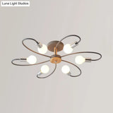 Metal Swirl Industrial Semi Flush Mount Lighting In Grey/Green - 3/6 Lights For Living Room Ceiling