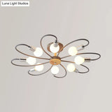 Metal Swirl Industrial Semi Flush Mount Lighting In Grey/Green - 3/6 Lights For Living Room Ceiling