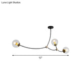 Metal Twig Pendant Light With Clear/Cream Glass Shade - Creative Hanging Lamp For Living Room In