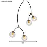 Metal Twig Pendant Light With Clear/Cream Glass Shade - Creative Hanging Lamp For Living Room In
