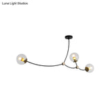 Metal Twig Pendant Light With Clear/Cream Glass Shade - Creative Hanging Lamp For Living Room In