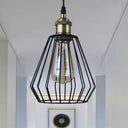 Metal Wire Cage Pendant Lamp - Black/Brass Warehouse Style Dining Table Lighting Black / C